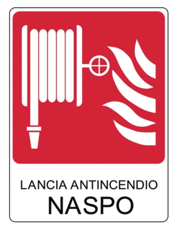 Cartello in alluminio lancia antincendio naspo con testo – Codice CAR1017