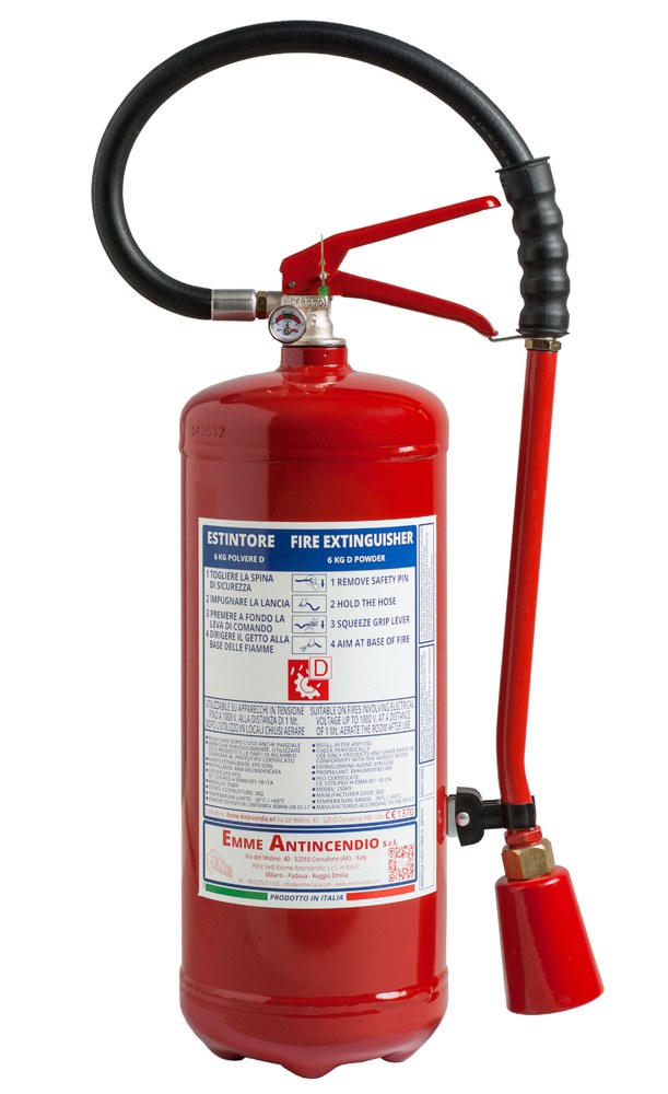 Dispositivo antincendio portatile 6 kg polvere D – Codice 25069