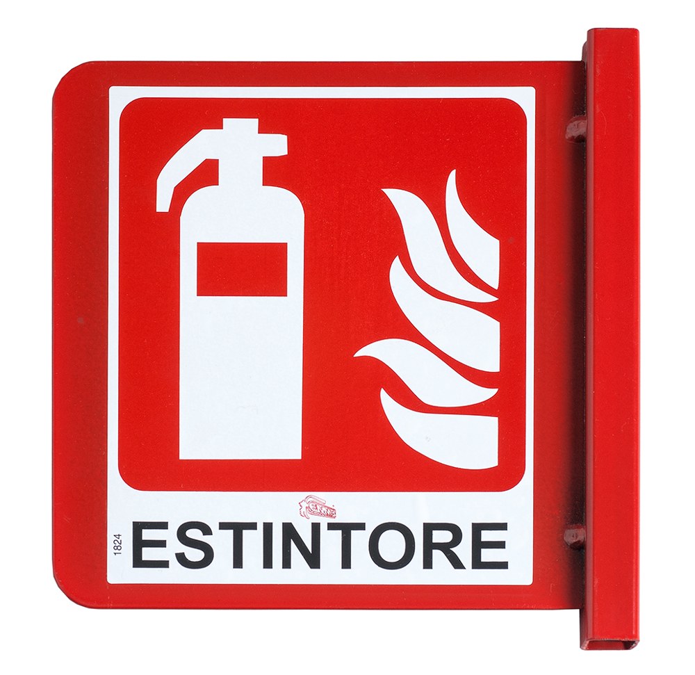 Piantana rossa porta estintore completa – Codice 0456 – Cartello – cod. 1503